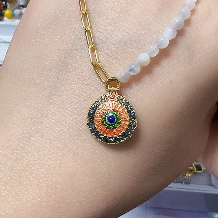 青金石银S925镶嵌颈饰