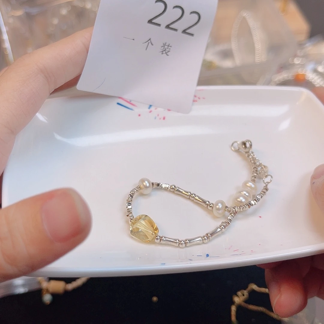 水晶珠宝半成品银S925镀金镶嵌222