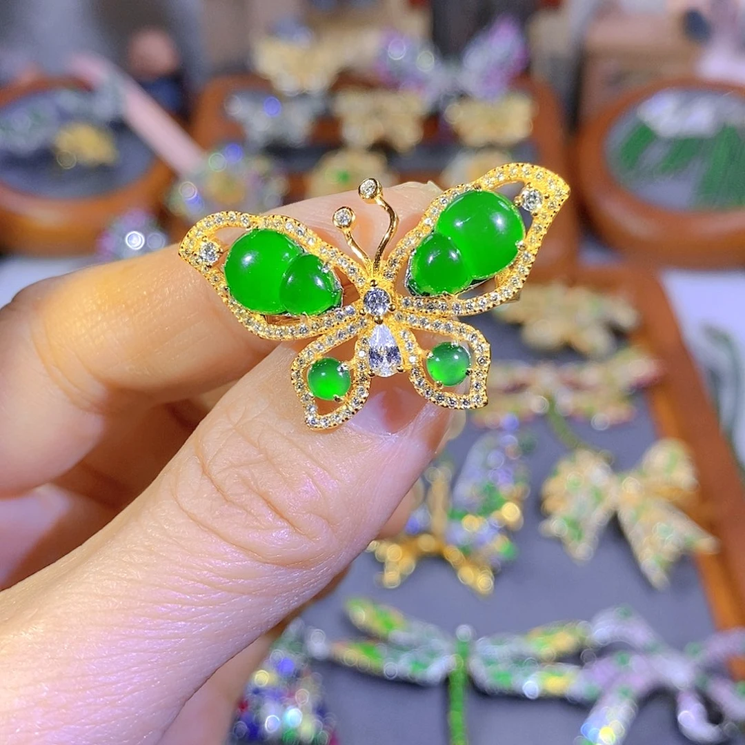 颈饰银S925镶嵌翡翠