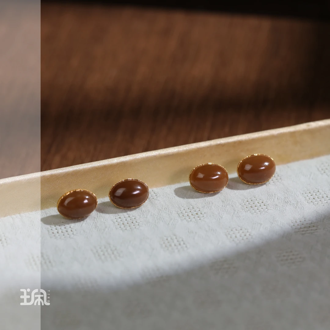 绵屿|和田玉*耳钉*18K金镶嵌LYA25012506多样性发其一（P）