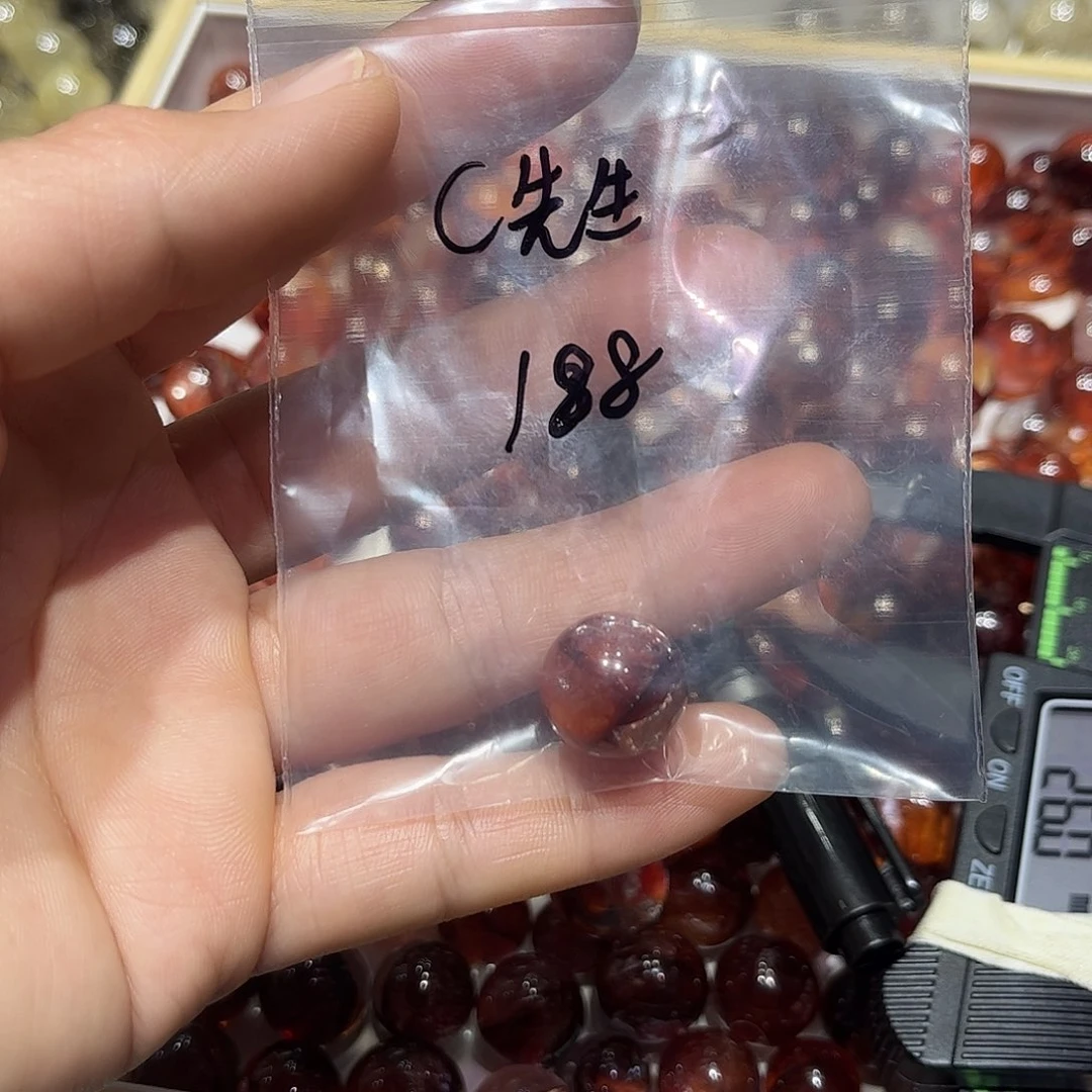 水晶珠宝半成品未镶嵌C*生红胶花单珠15毫米