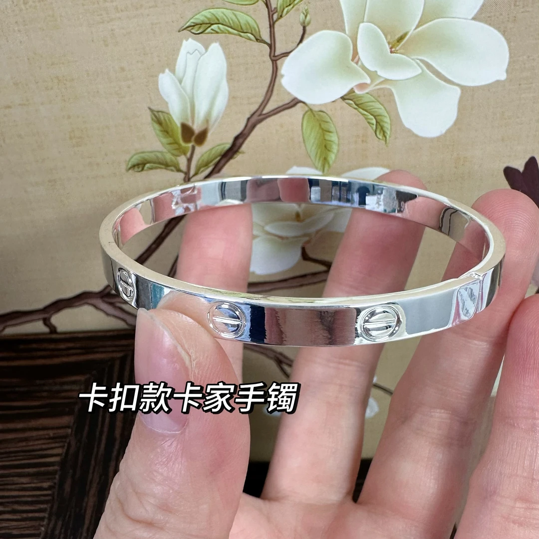 足银手镯 【34号】足银999.9卡扣款卡家手镯可调节高级感百搭