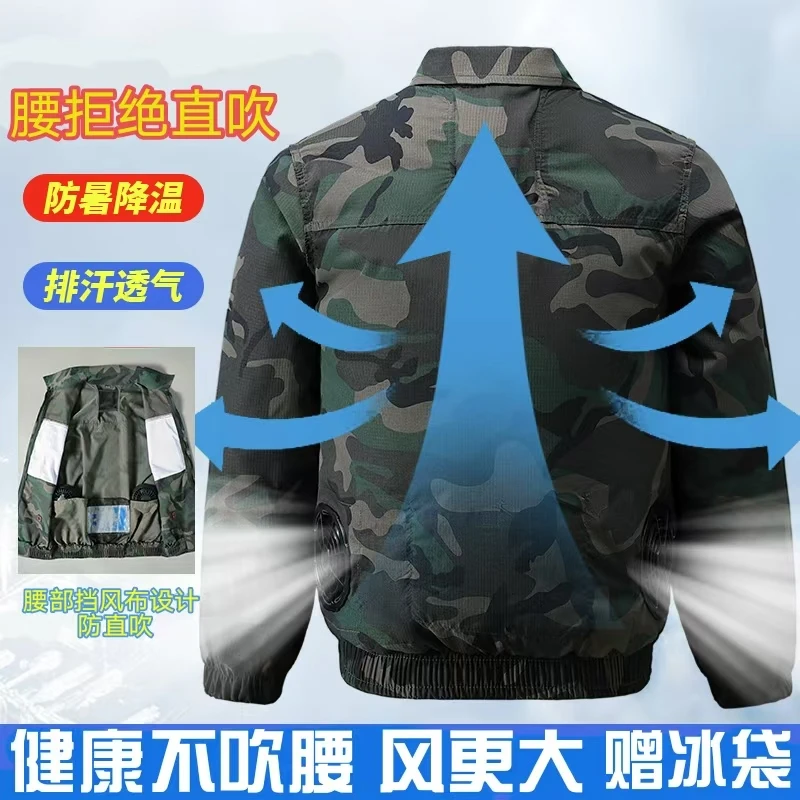 夏季新款降温带扇空调服防暑降温工作服建筑工地带风扇的衣服男款