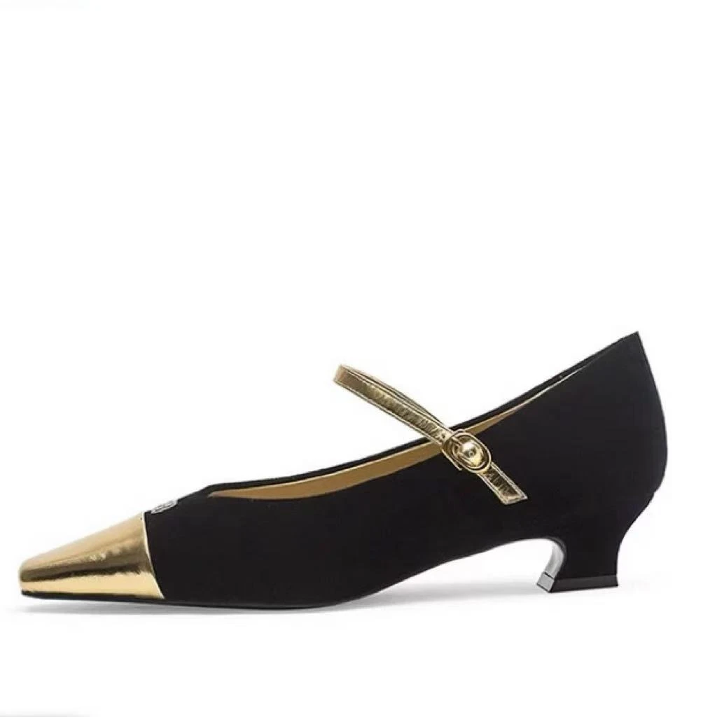 【表弟严选】C1636 黑色 时尚方头舒适低跟玛丽珍浅口女单鞋