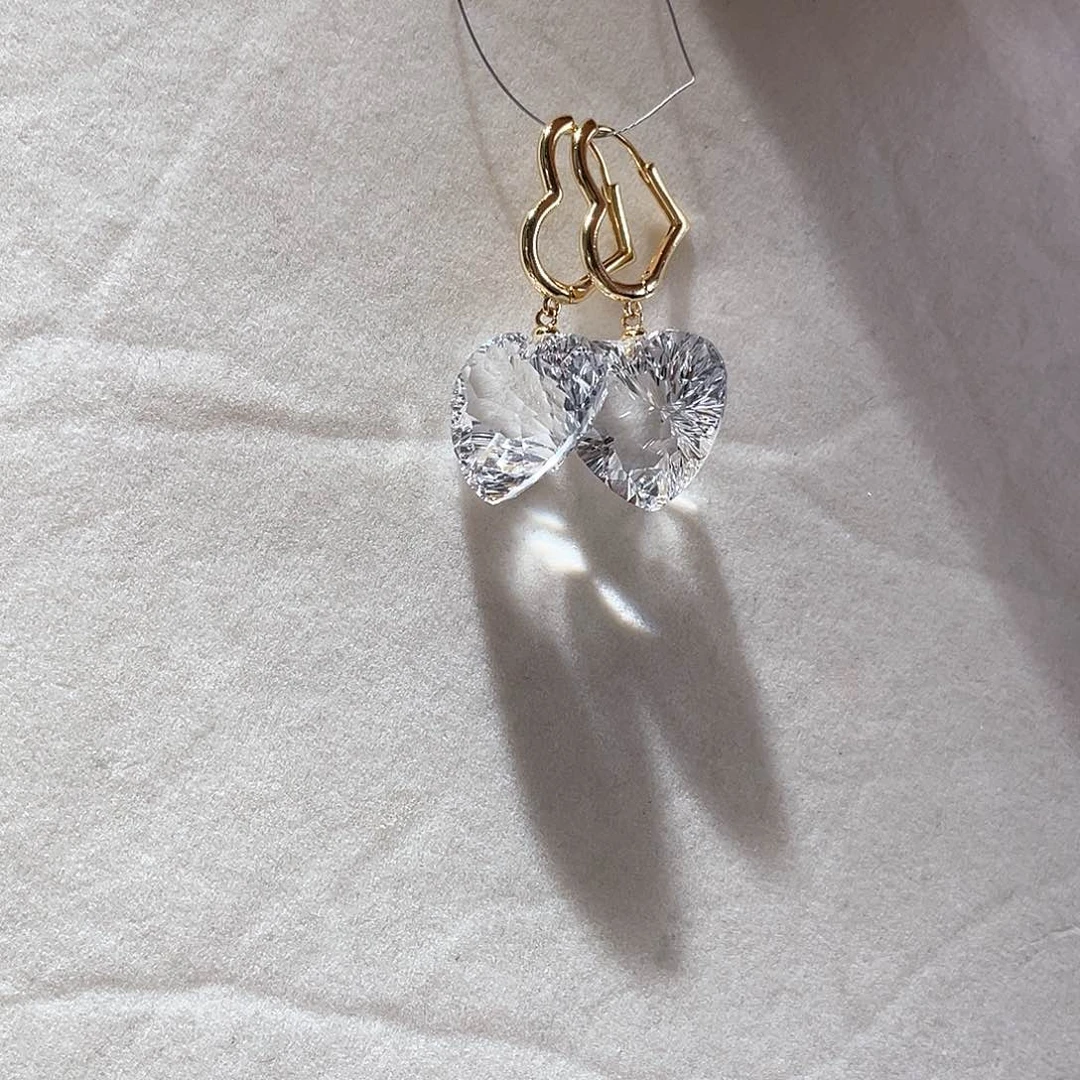 水晶耳饰银S925镶嵌大气款