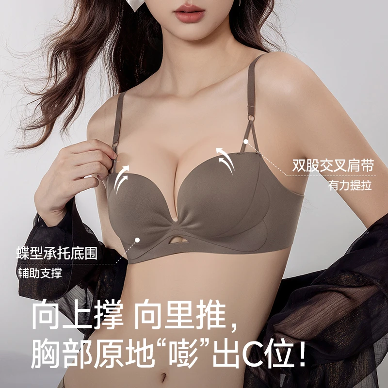 夏季抹胸半杯内衣女小胸聚拢型文胸胸罩小胸显大无钢圈