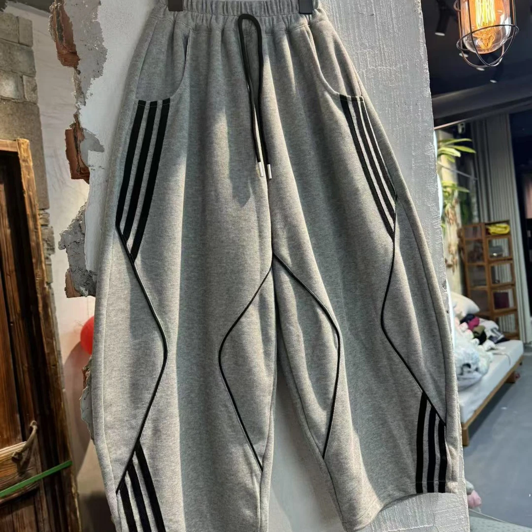 吾2025【Y】4月7日 儿童男童女童时尚灰色拉条卫裤5205-