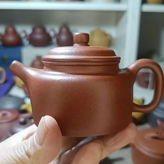 茶壶紫砂原矿红降坡粗砂德钟内推260cc半手工