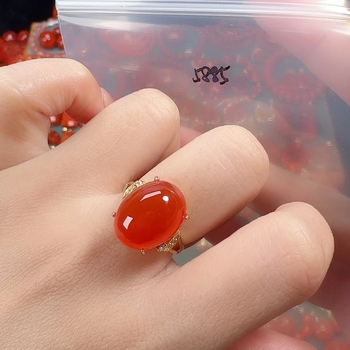 南红玛瑙银S925镶嵌冰红