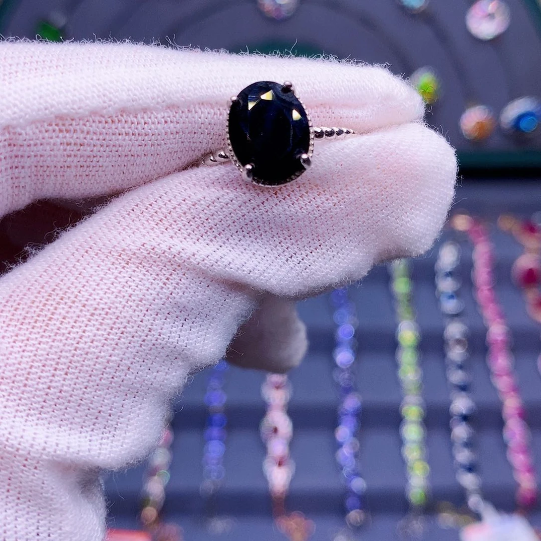 蓝宝石戒指银S925镶嵌