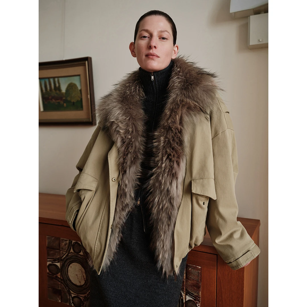 MSBEAST/野兽小姐可拆卸貉子毛领高密棉感90白鹅绒派克丨冷锋派克