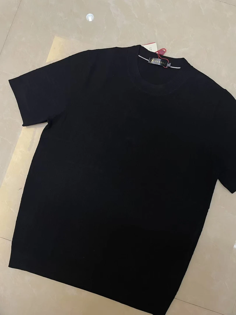 【25779-净版暗纹提花圆领短袖】男士秋冬针织短袖