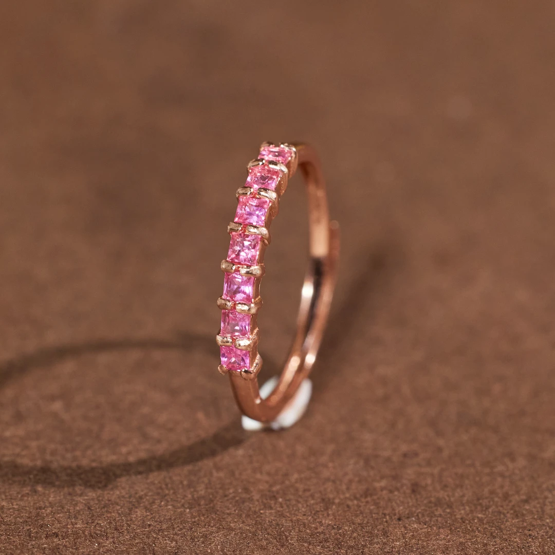 【歪歪】方面*彩蓝宝排戒*S925银镶嵌N5734