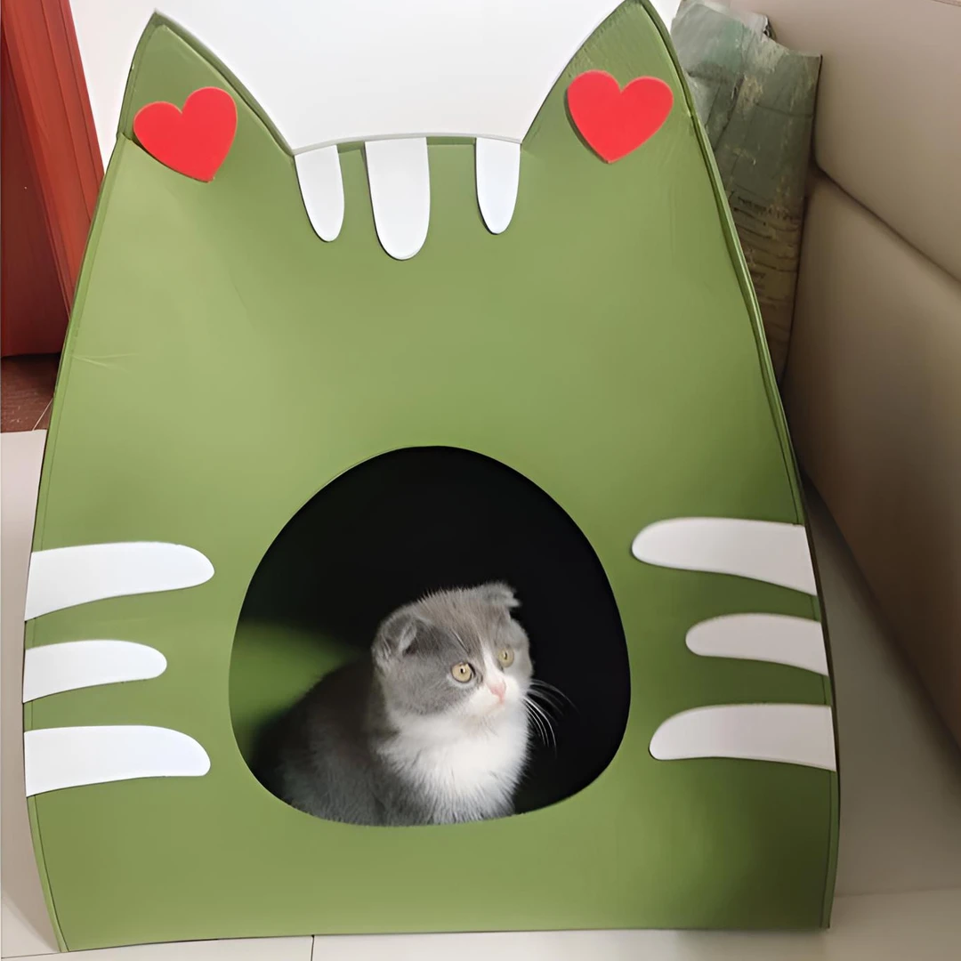 毛毡猫窝卡通猫脸窝小型狗窝室内专用毛毡猫床猫咪帐篷半封闭猫房