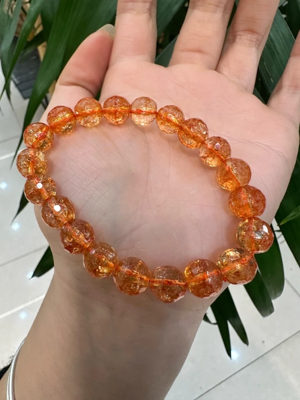 高品质爆闪金太阳卡9+单圈水晶手串