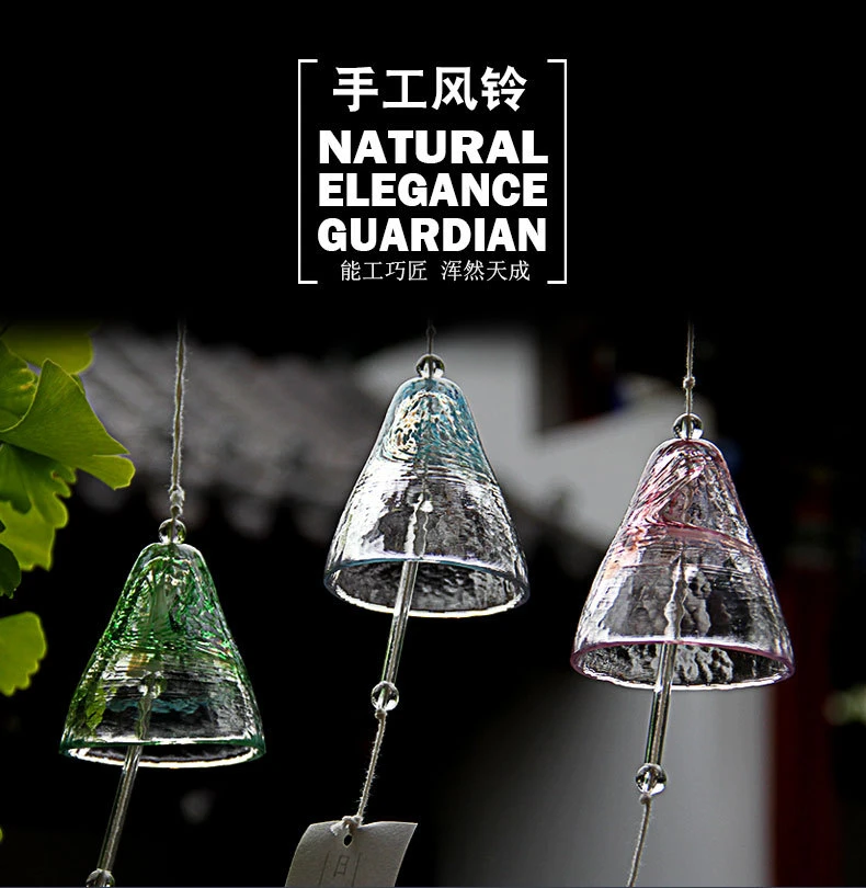 日式玻璃风铃家居装饰津轻创意风铃彩绘挂件和风手工水晶挂
