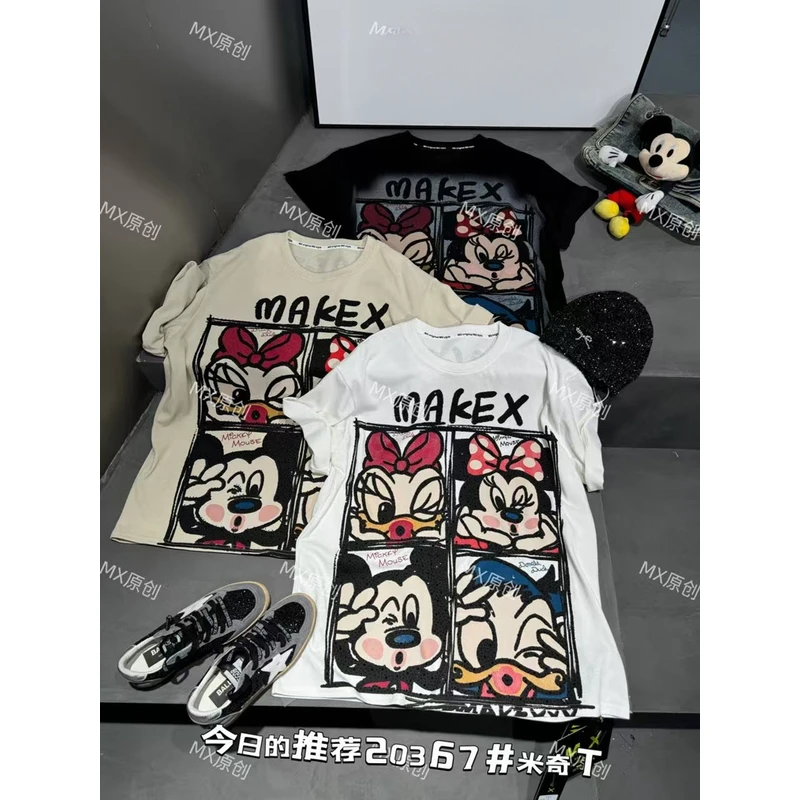 MX欧货2025春季新款大版宽松大版重工洋气怀旧短袖t恤上衣女20367