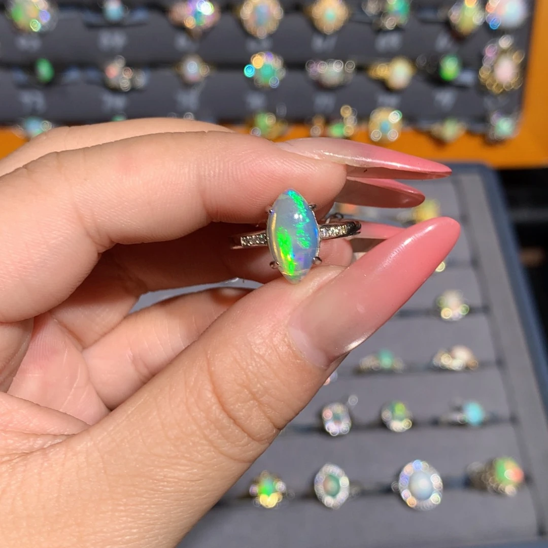 银S925镶嵌欧泊欧泊戒指l