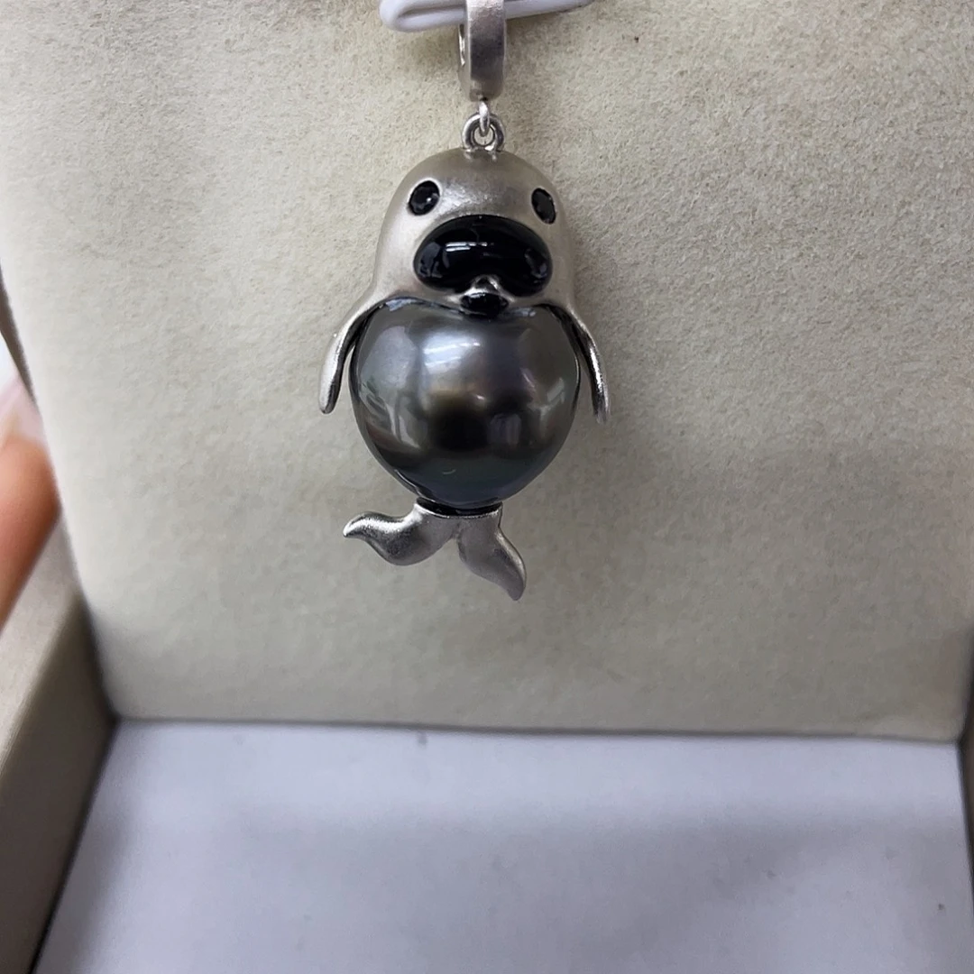 吊坠(不含链)海水珍珠银S925镶嵌大溪地吊坠13-14mm