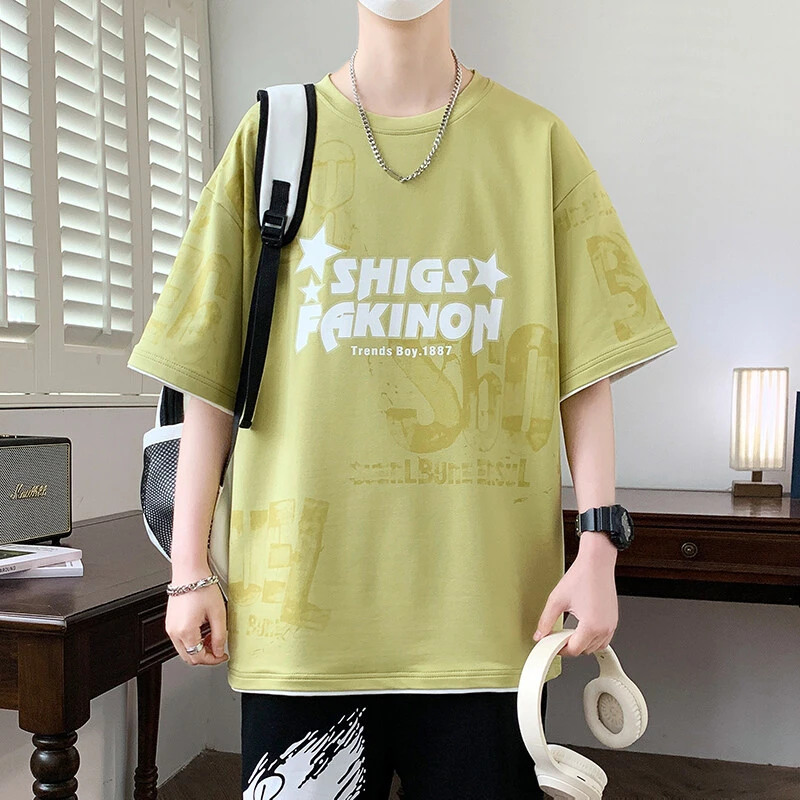 初高中学生男孩短袖t恤13帅气夏装半袖潮流体恤上衣夏季宽松休闲