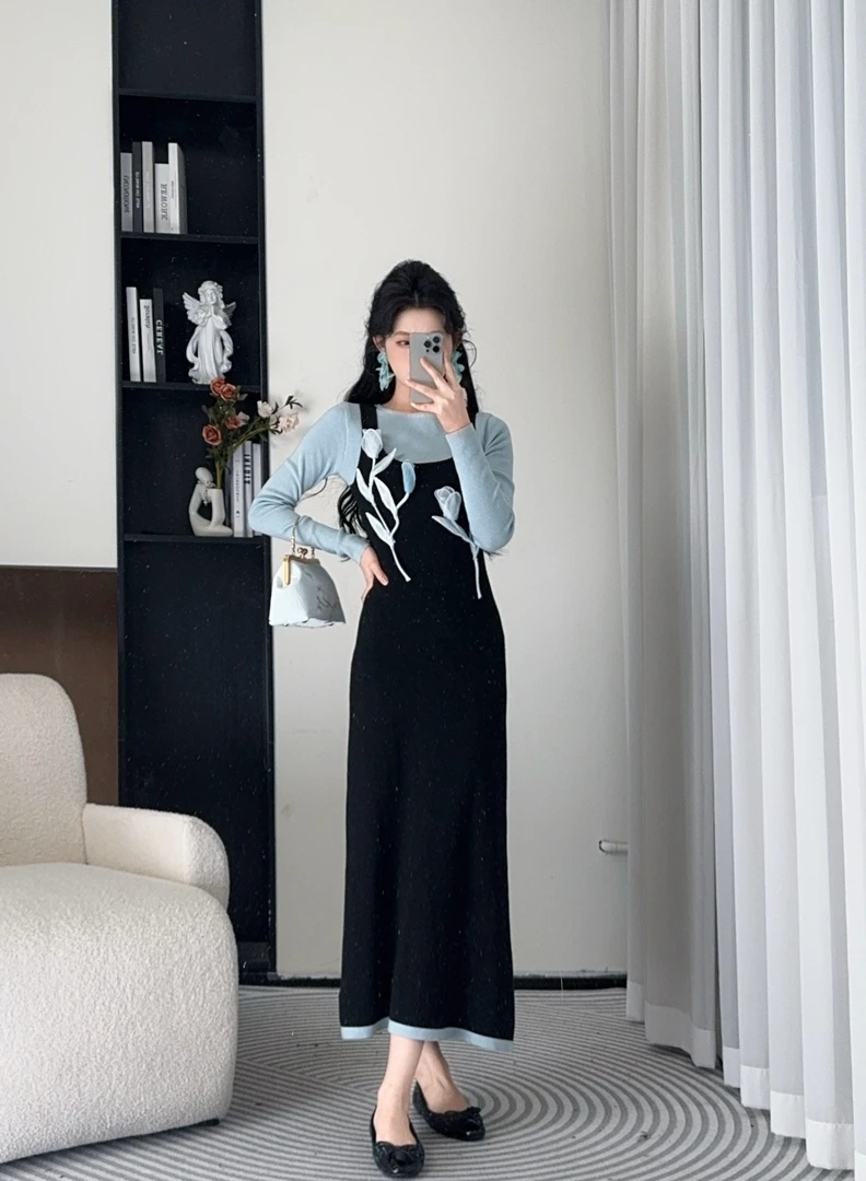 小八定制/25夏新法式显瘦气质时尚拼接A字连衣裙 00001 BXJ