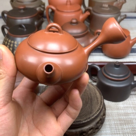 壶海*红色复烧 小侧把壶 120毫升左右