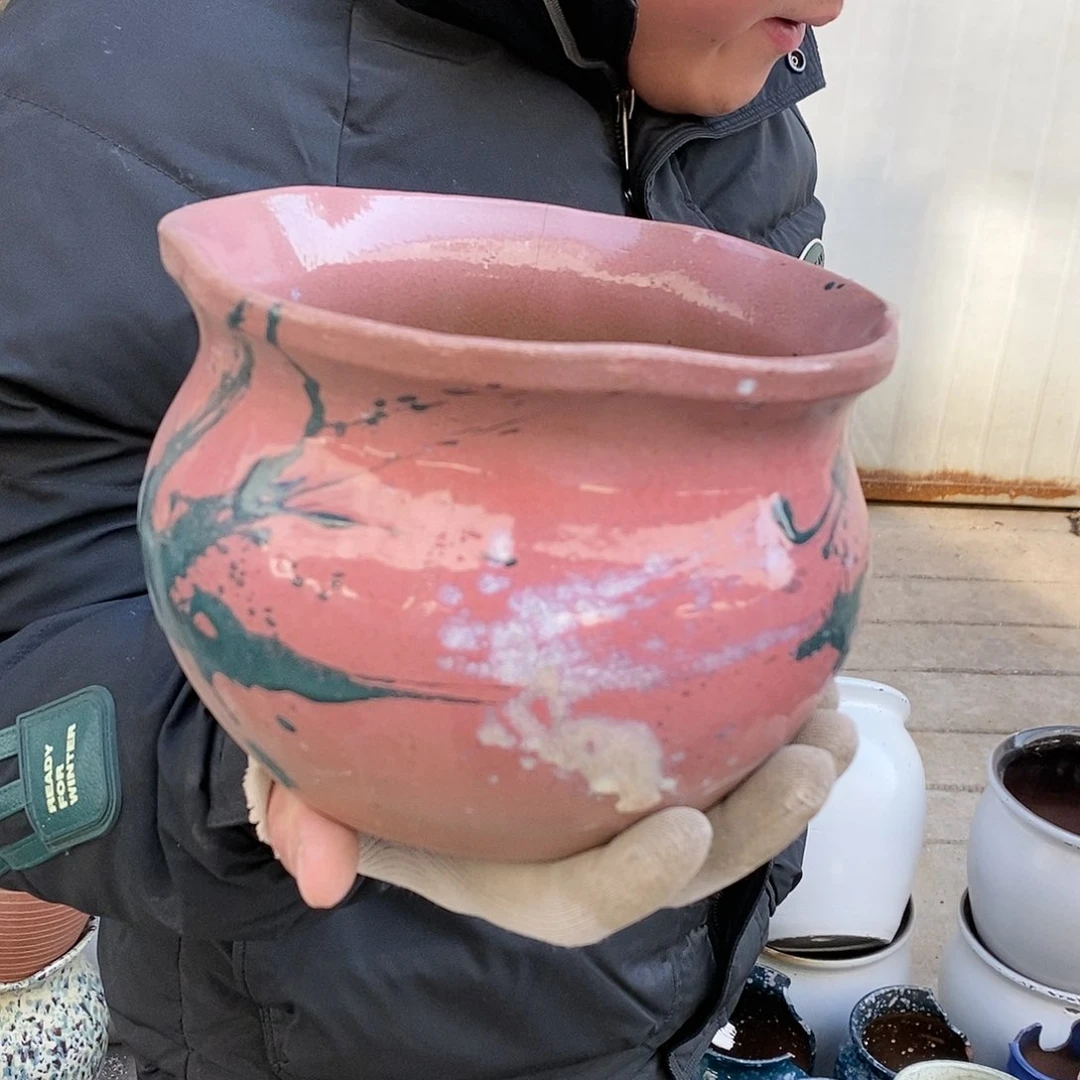 紫砂花盆瑕疵口18高12