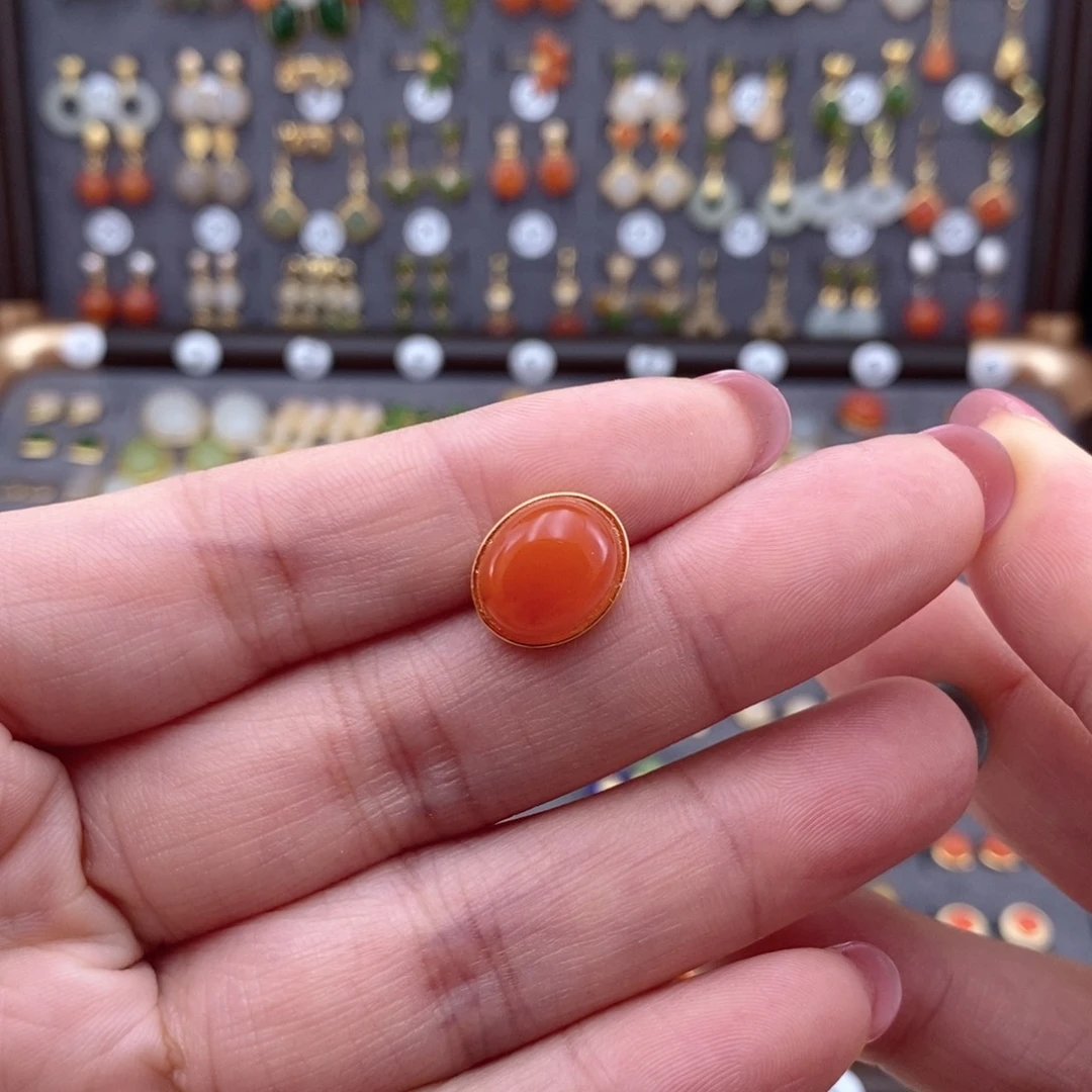 银S925镶嵌和田玉耳饰琪**草