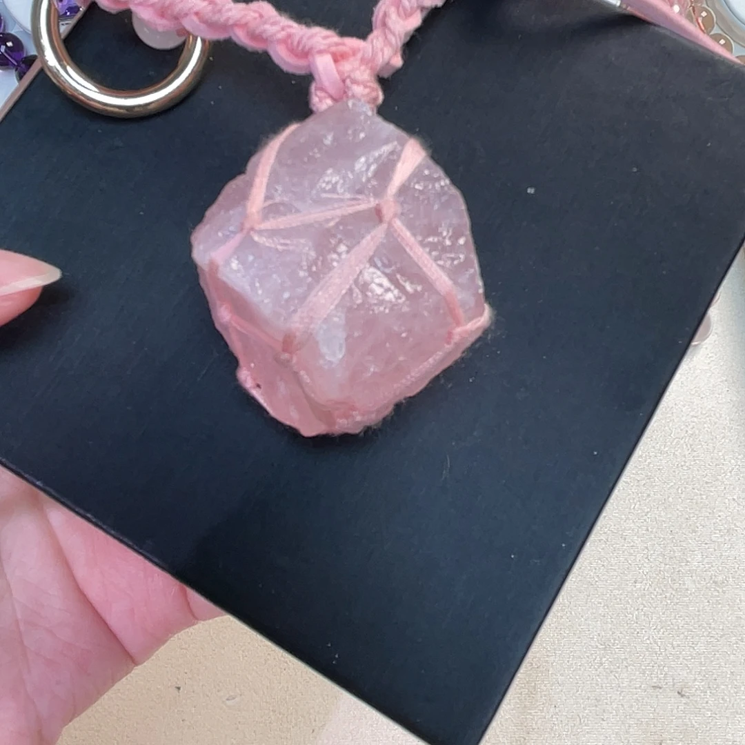 未镶嵌水晶手链粉水晶原石包挂 44号