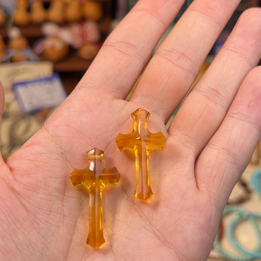 蜜蜡未镶嵌手串情侣款克罗心吊坠