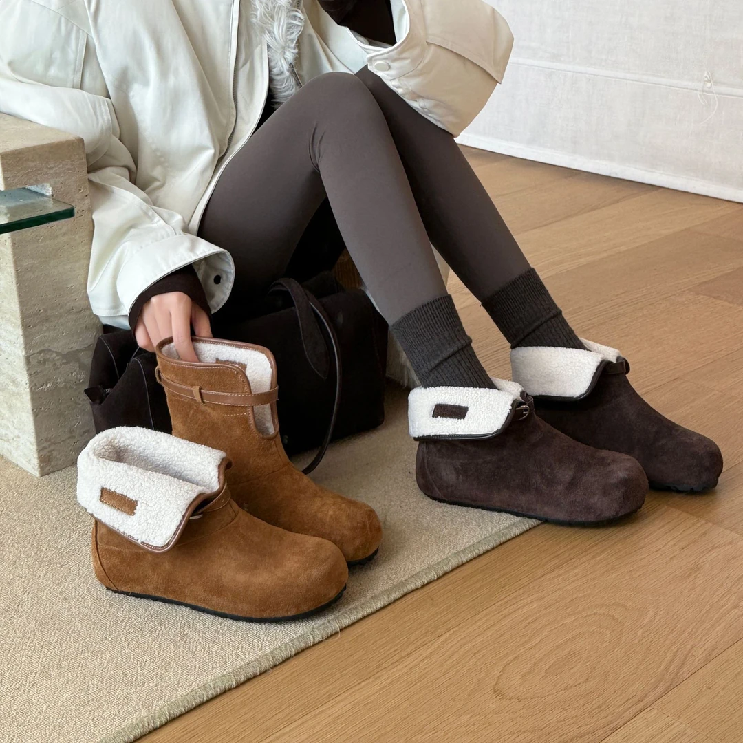 &时尚棉靴女加绒厚底短靴小个子显高雪地靴