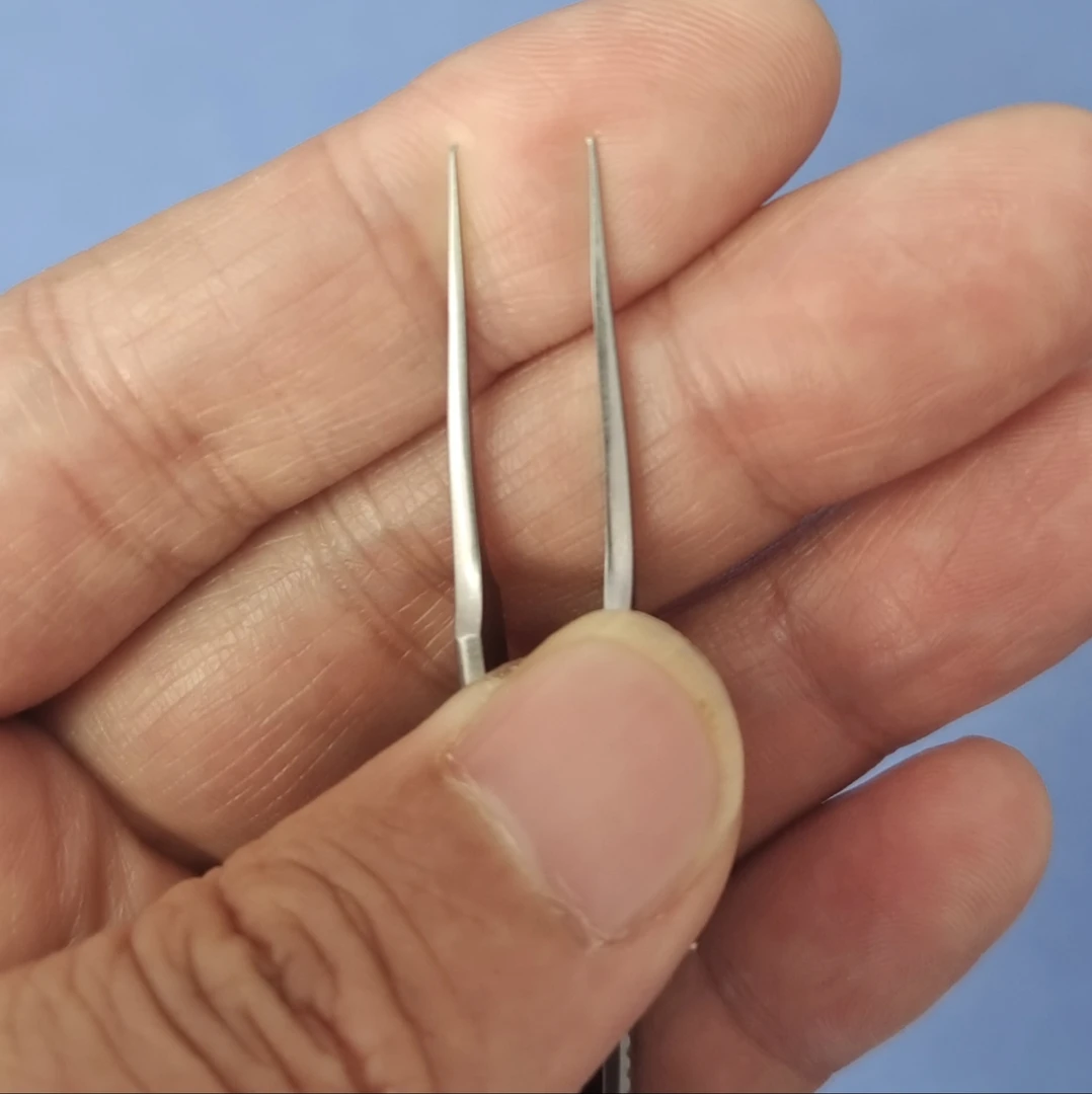 嵌甲高品质金色不锈钢小镊子尖嘴细胞夹黑头