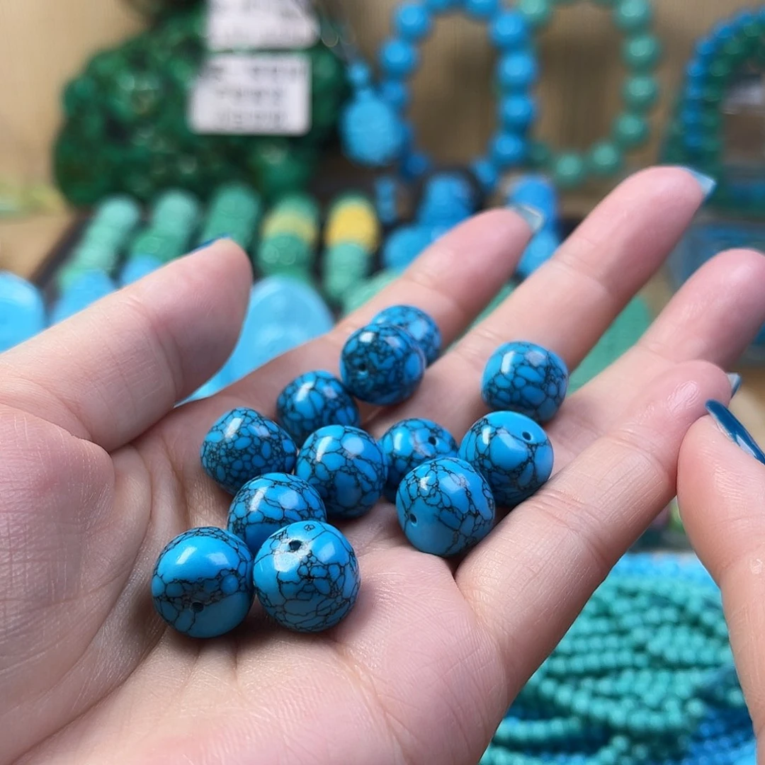 湖北工厂批发精品手串绿色蓝色雕刻单珠DIY配饰源头