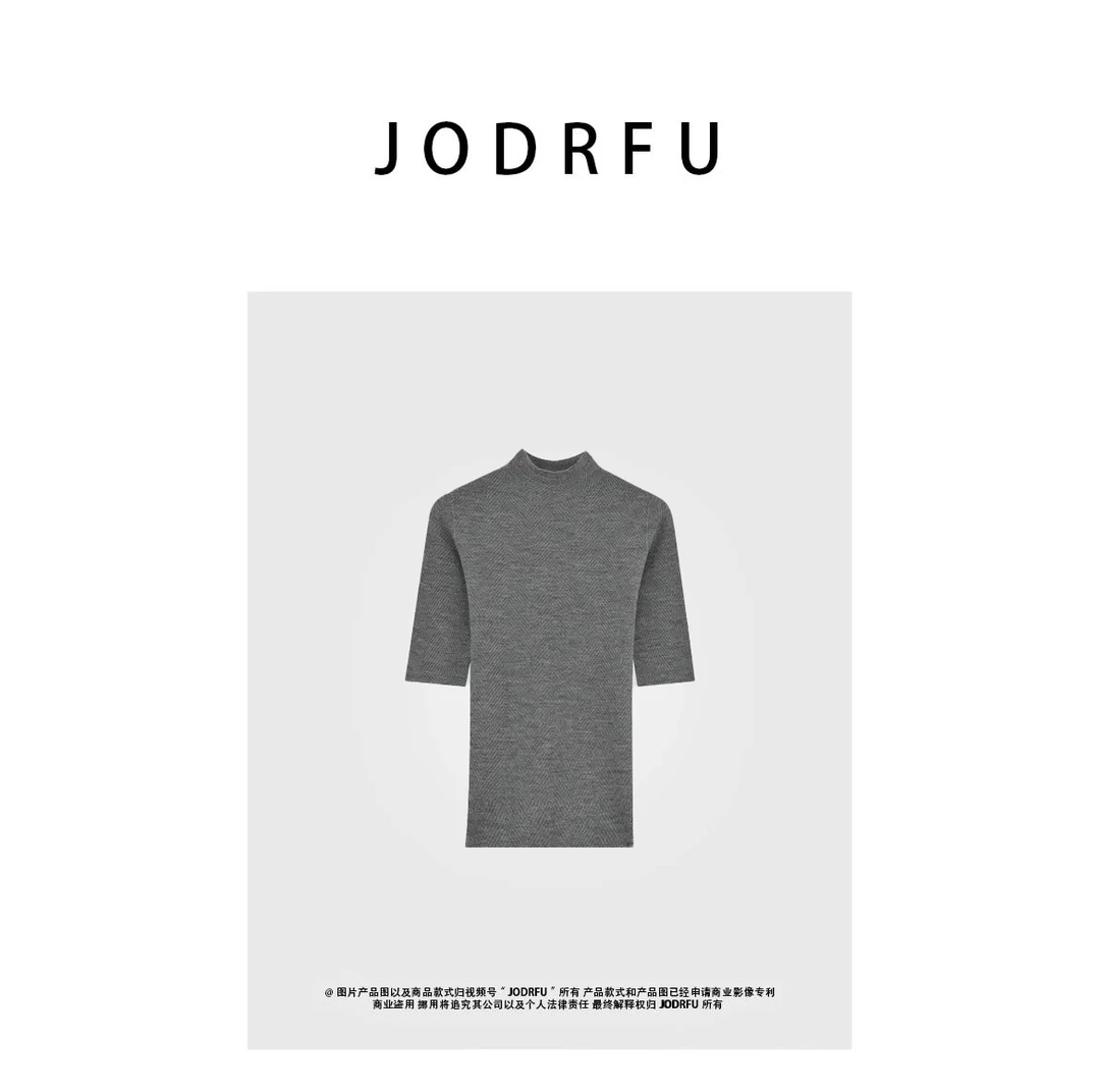 【鱼骨纹半高领中袖】OTW纱线2025秋季新款18针无缝一体修身打底衫