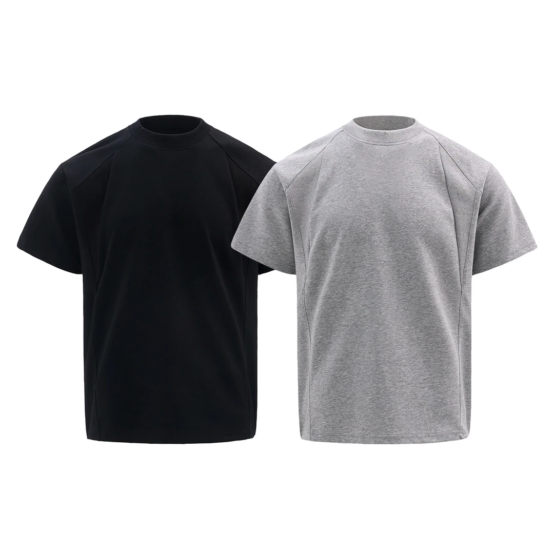 AhLiang 280g澳洲氨纶空气层正肩短袖高克重正肩收腰线修身T恤