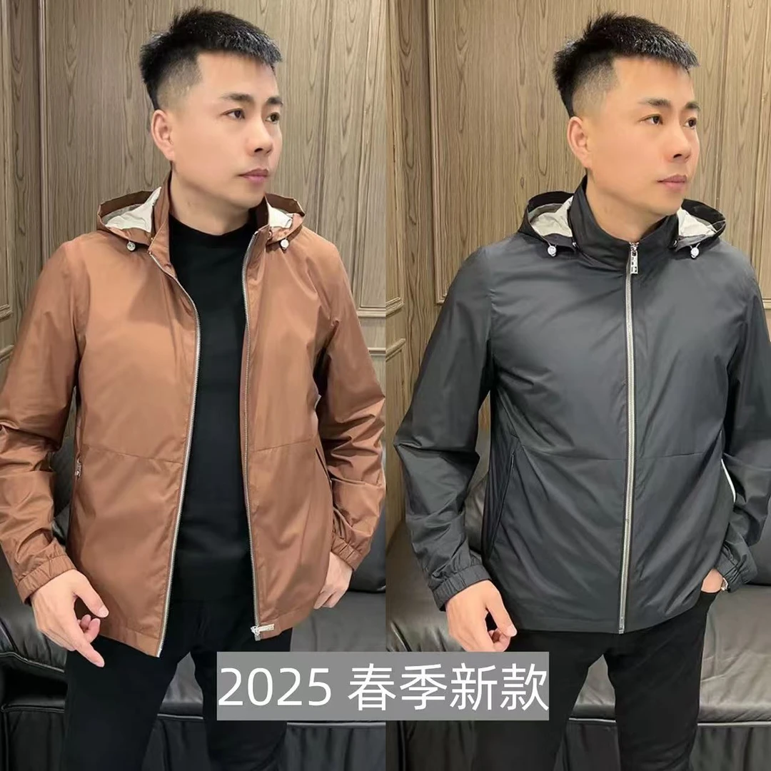 TIRIRT 缇瑞TRY25204B男士春季新款商务休闲连帽可拆卸帽撞色外套