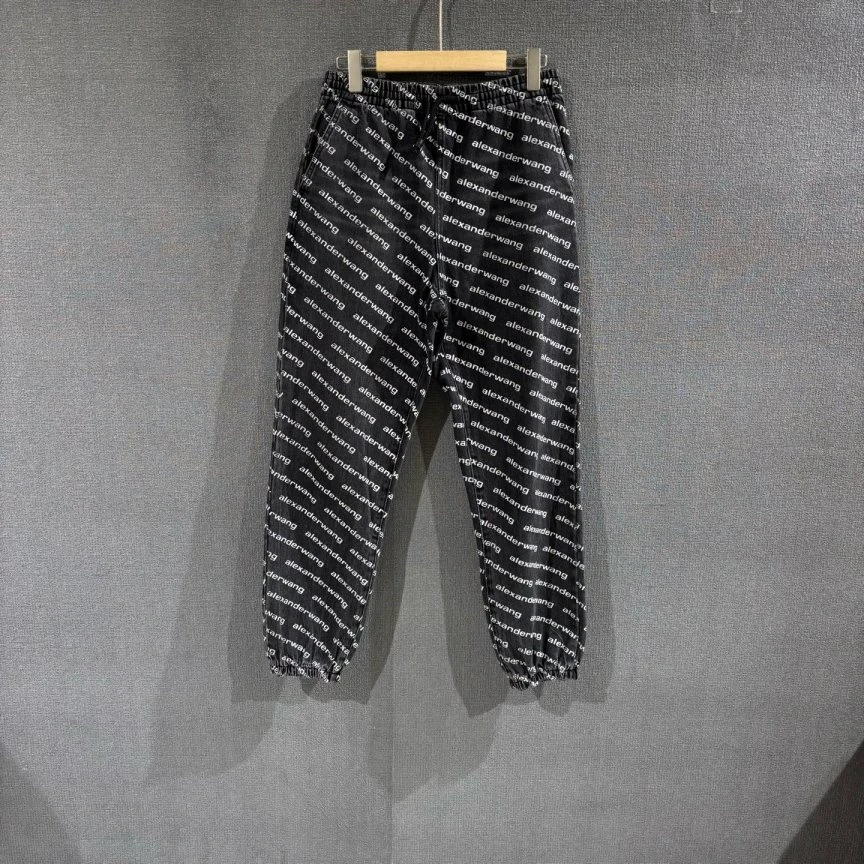 99新 ALEXANDER WANG （pm）满印logo束脚牛仔裤 s码/3761