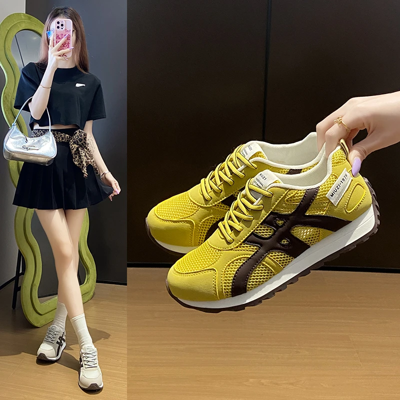 单网ins韩版新款老爹鞋女2025夏季学生运动阿甘鞋休闲鞋厚底K881-