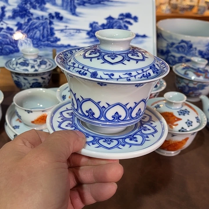 錡镇堂手工手绘绘盖碗