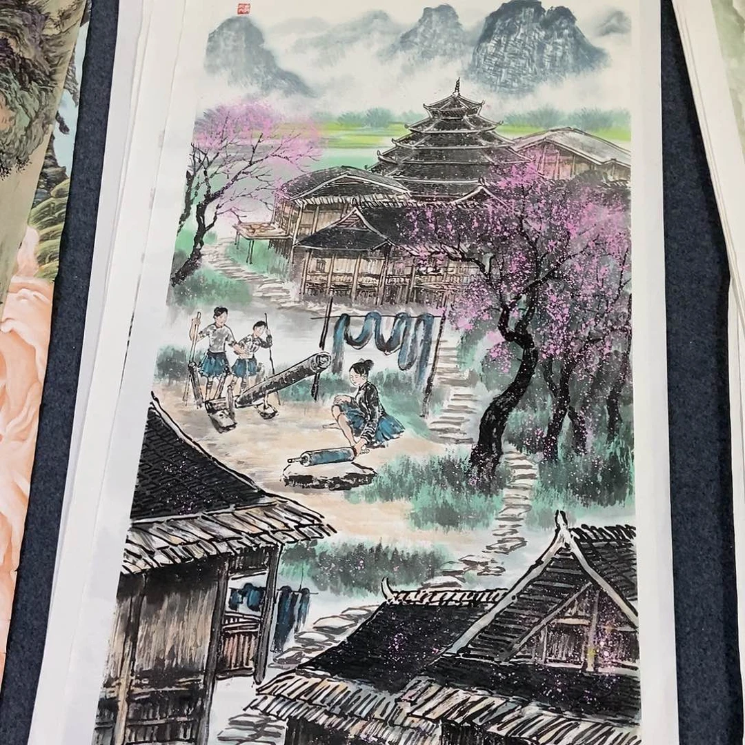 国画四尺山水一副