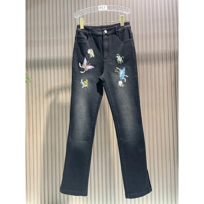 2030绣花蝴蝶紧身裤