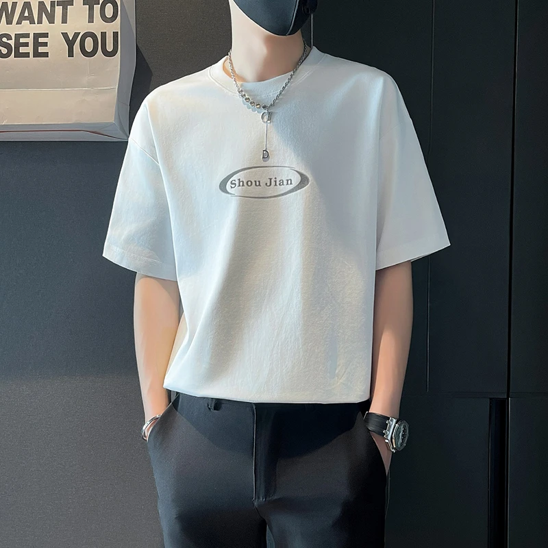 简约短袖男装ins青年夏季半袖休闲时尚夏凉T恤潮流圆领百搭体恤衫