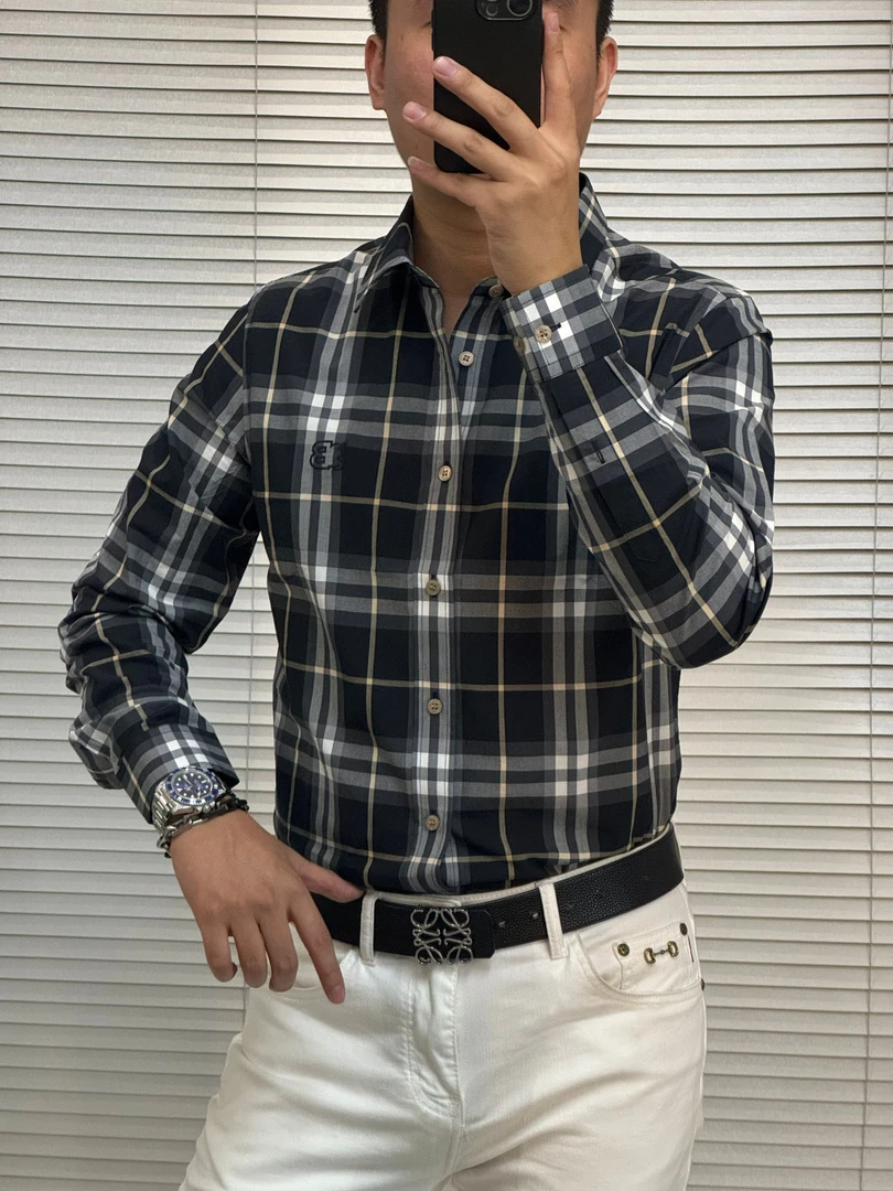 男士秋季抗皱免烫弹力修身型百搭休闲经典时尚格纹上衣衬衫长袖