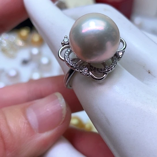 淡水珍珠耳饰银S925镶嵌