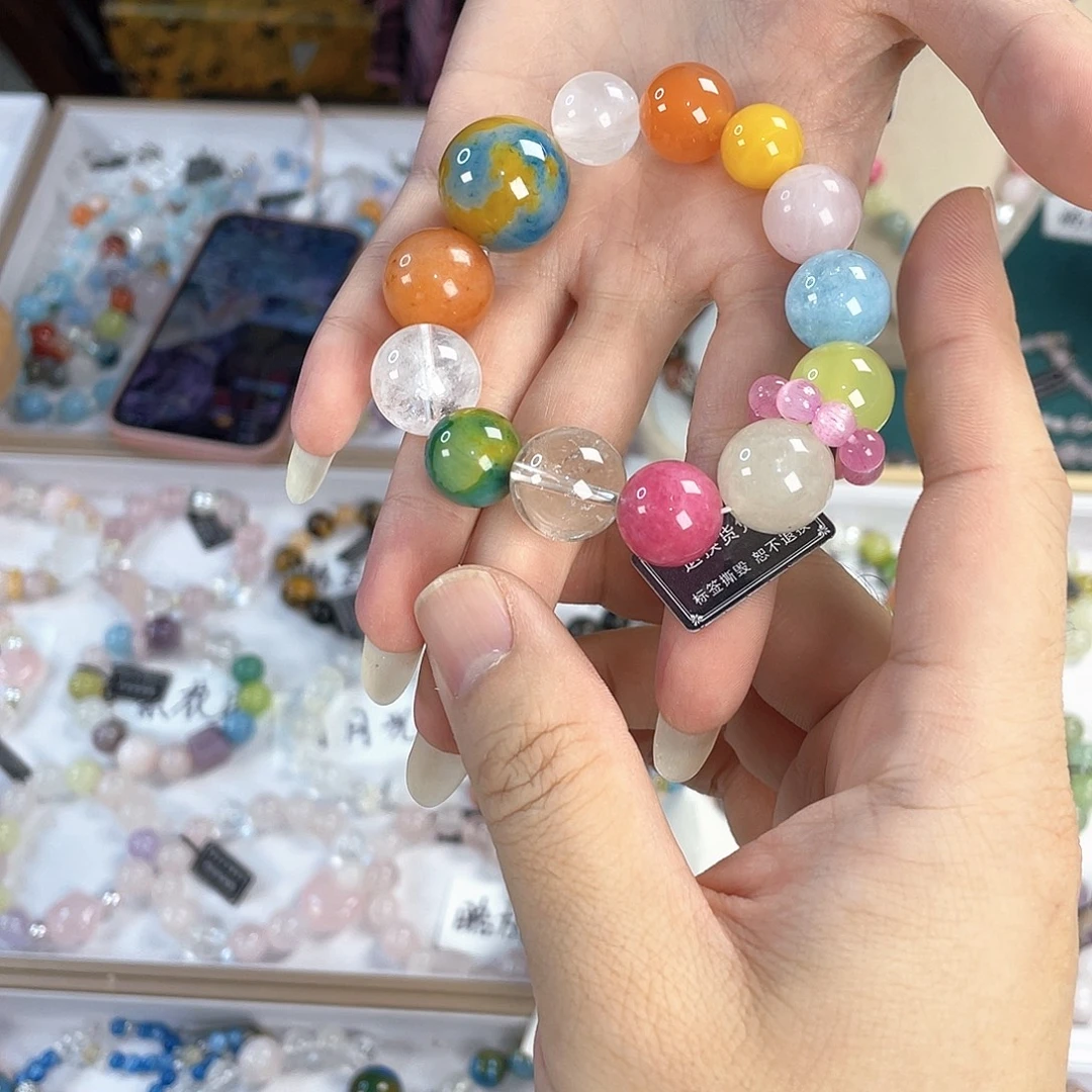 水晶手链银S925镀金镶嵌