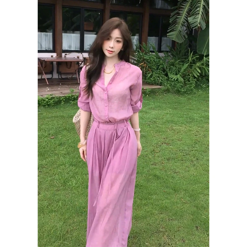 设计感连衣裙女2025夏季新款法式气质圆领短袖收腰显瘦中长款裙子