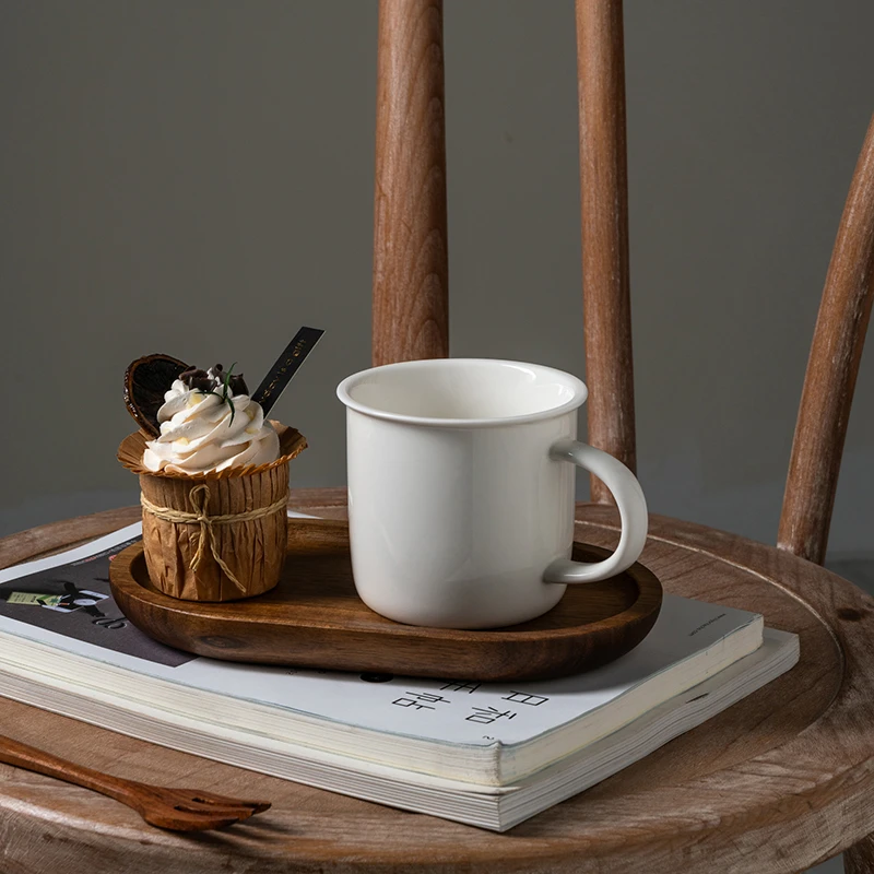 创意小清新陶瓷杯水杯家用杯子茶杯马克杯复古茶缸口咖啡杯白色