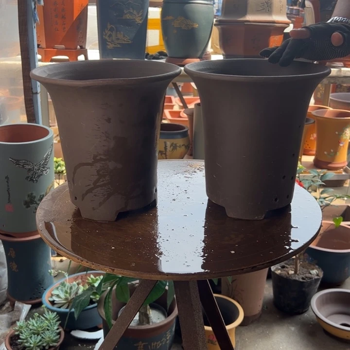 宜兴紫砂花盆18+18素面兰花盆