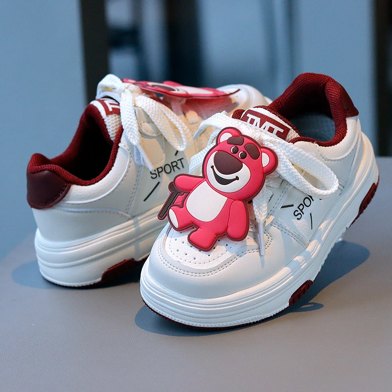 女童运动鞋草莓熊卡通童鞋2025春新款公主板鞋儿童休闲鞋子小白鞋