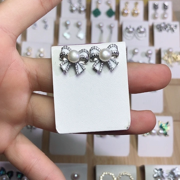 淡水珍珠耳饰银S925镶嵌